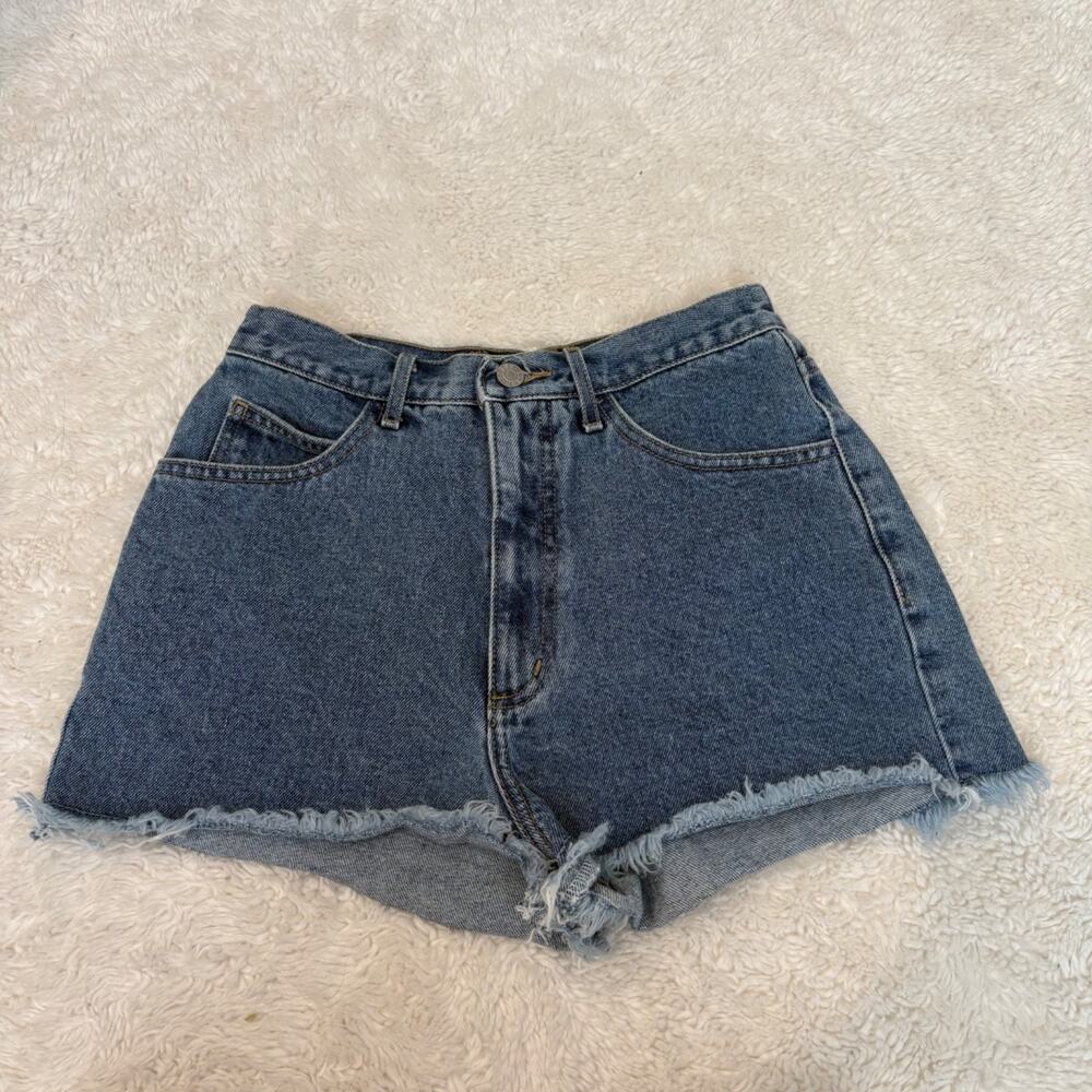 VTG 90's Guess Women's Blue HR Denim Mom Shorts 29 Cotton Logo Tomato Indie Boho